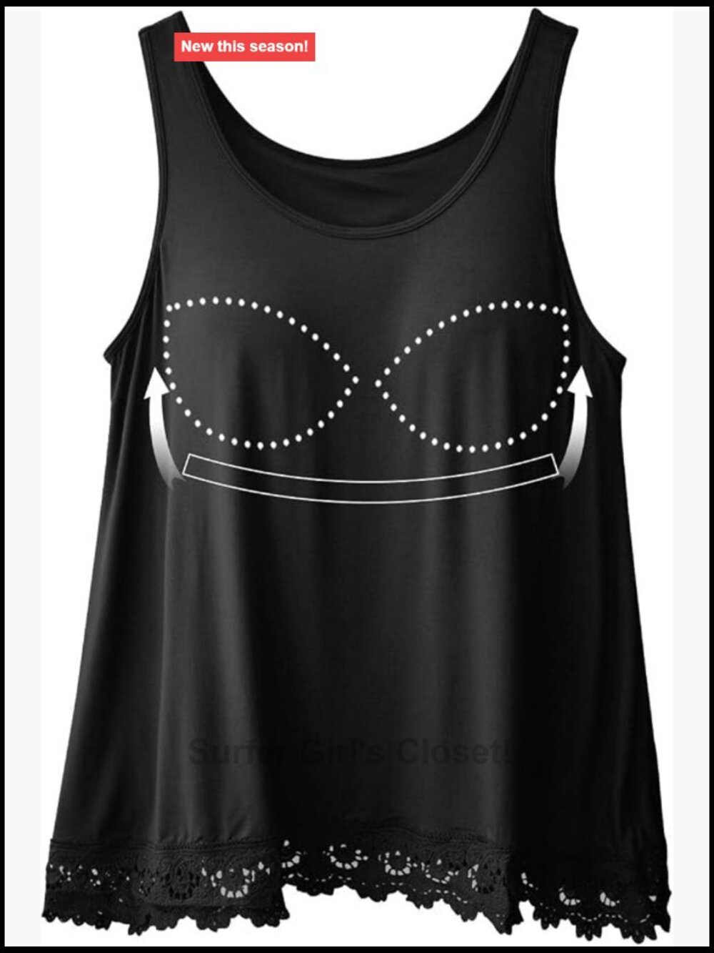 Women's Tank Top with Built in Bra Padded Cami Sleeveless Lace Trim Flowy Loose
